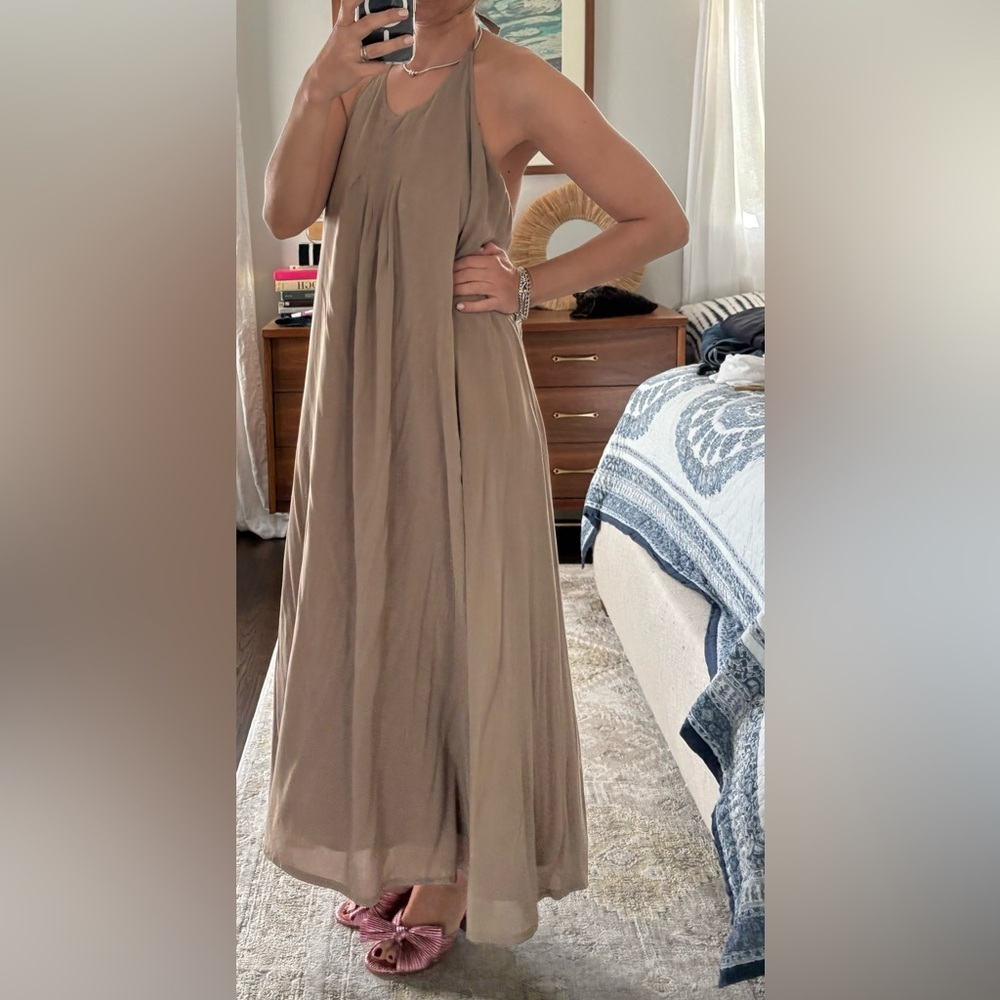 Riller & Fount Halter Maxi Dress In Beige